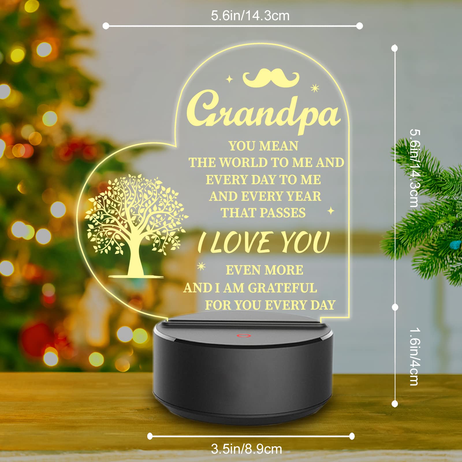Personalized Engraved Night Light - Best Birthday & Christmas Gift for Grandpa from Grandchildren | Thoughtful Present for Father's Day, Thanksgiving & Special Occasions | Heartwarming Home Decor for Bedroom & Living Room