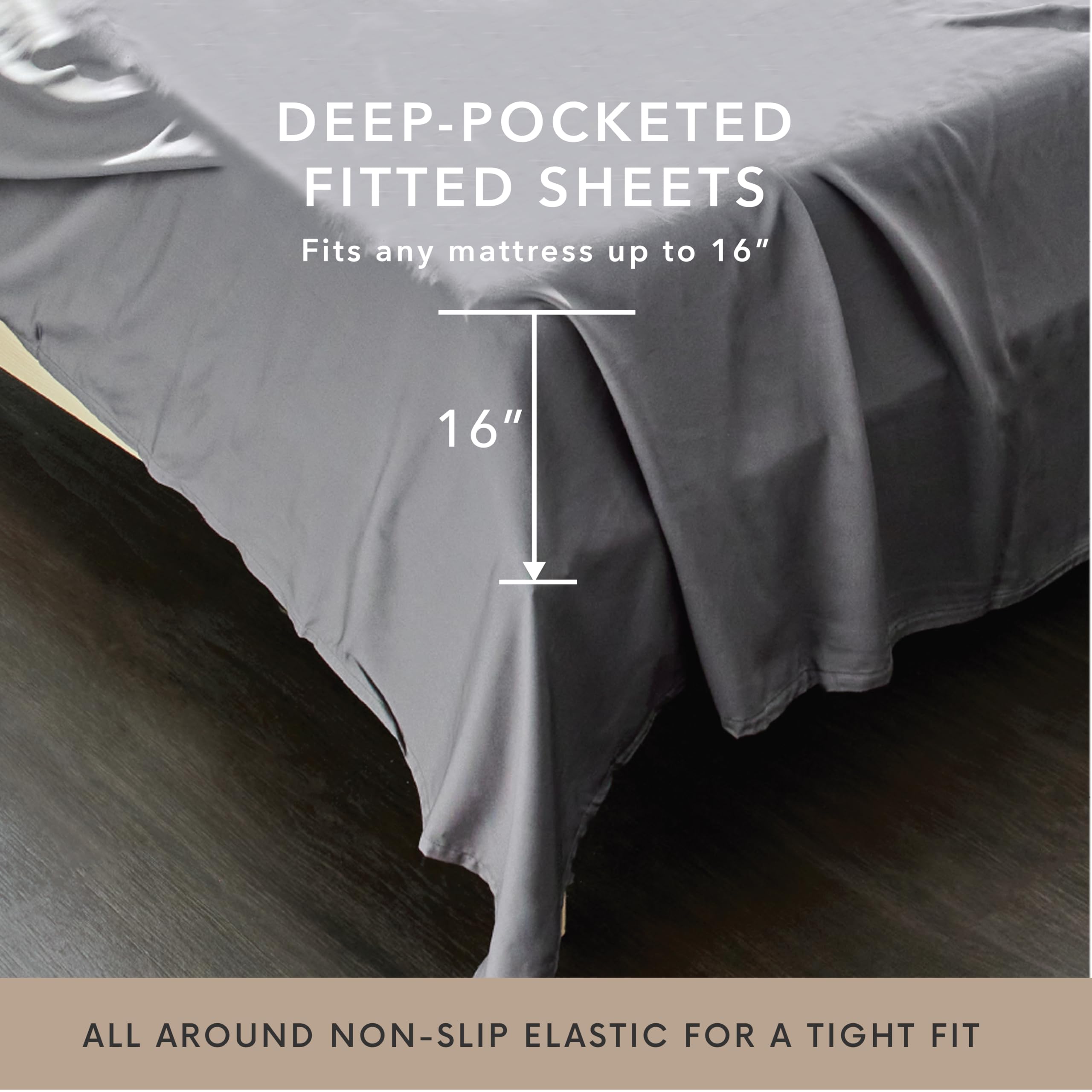 Bamboo Bay 6-Piece Queen Size Sheet Set - 100% Bamboo Viscose, Ultra Soft & Breathable Cooling Bed Sheets for Hot Sleepers - Deep Pocket Fits 16