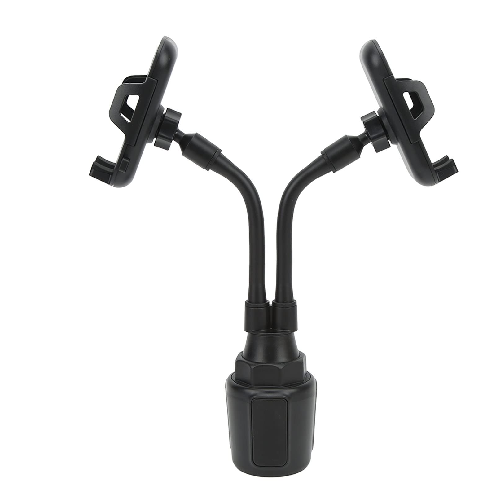 Universal Flexible Gooseneck Double Phone Holder - 360° Rotating Car Cup Mount for iPhone & Android (2.2-4 Inch Width) - Perfect for Road Trips, Office & Home Use