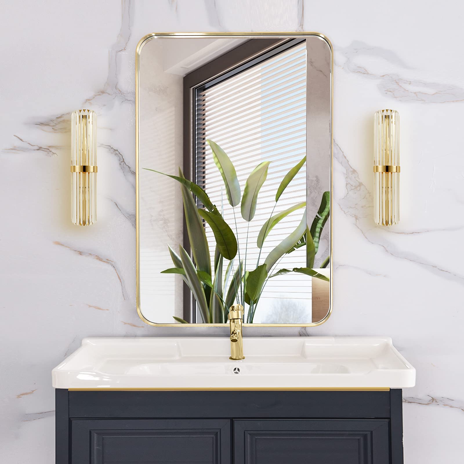 Koonmi 22x30 Inch Large Bathroom Mirror - Wall Mounted Rectangle Vanity Mirror with 1.2
