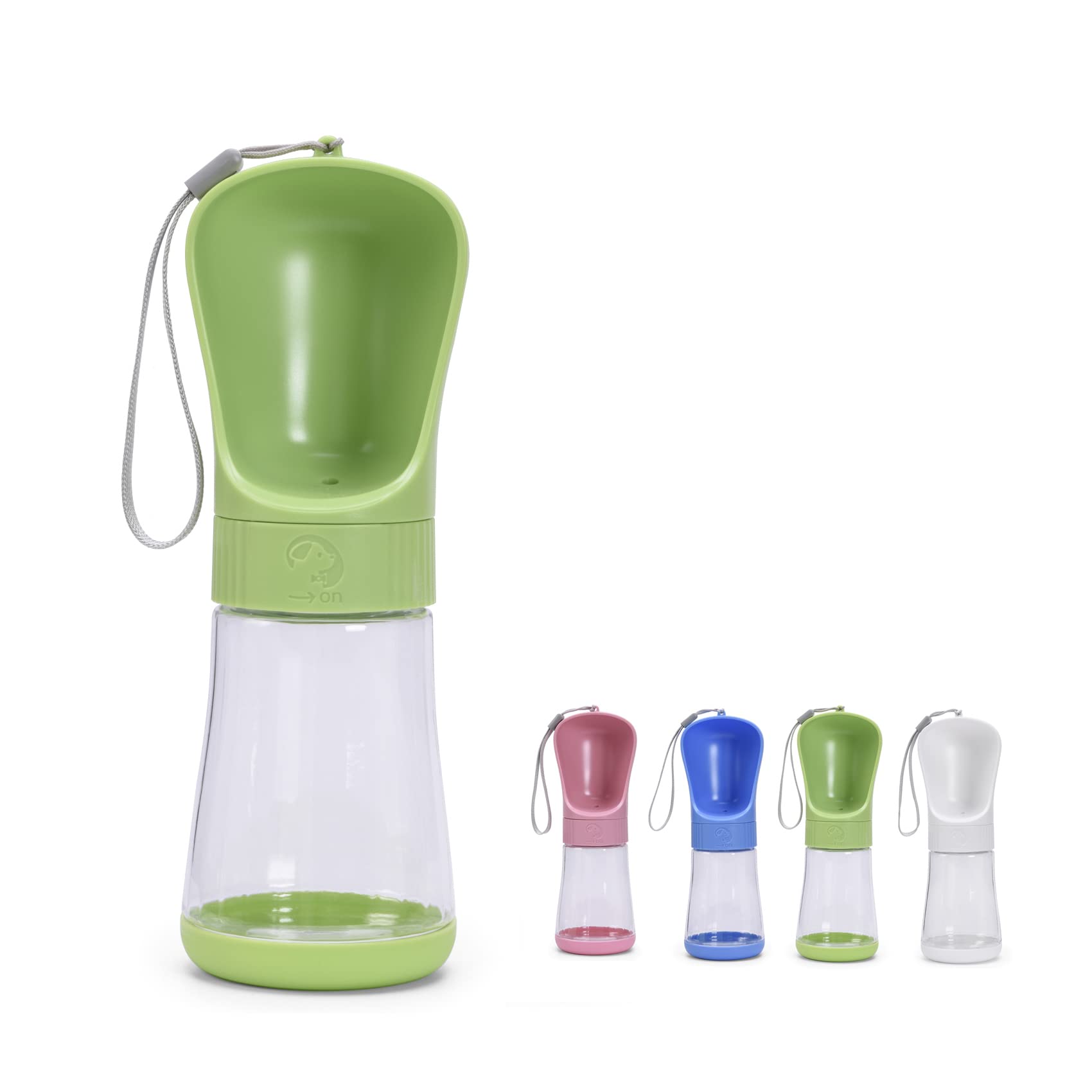 COFOETLN 11oz Leak Proof Dog Water Bottle with Rotating Bowl - Portable Pet Water Dispenser for Travel, Walking, Hiking | Outdoor Hydration Solution for Dogs (Green)