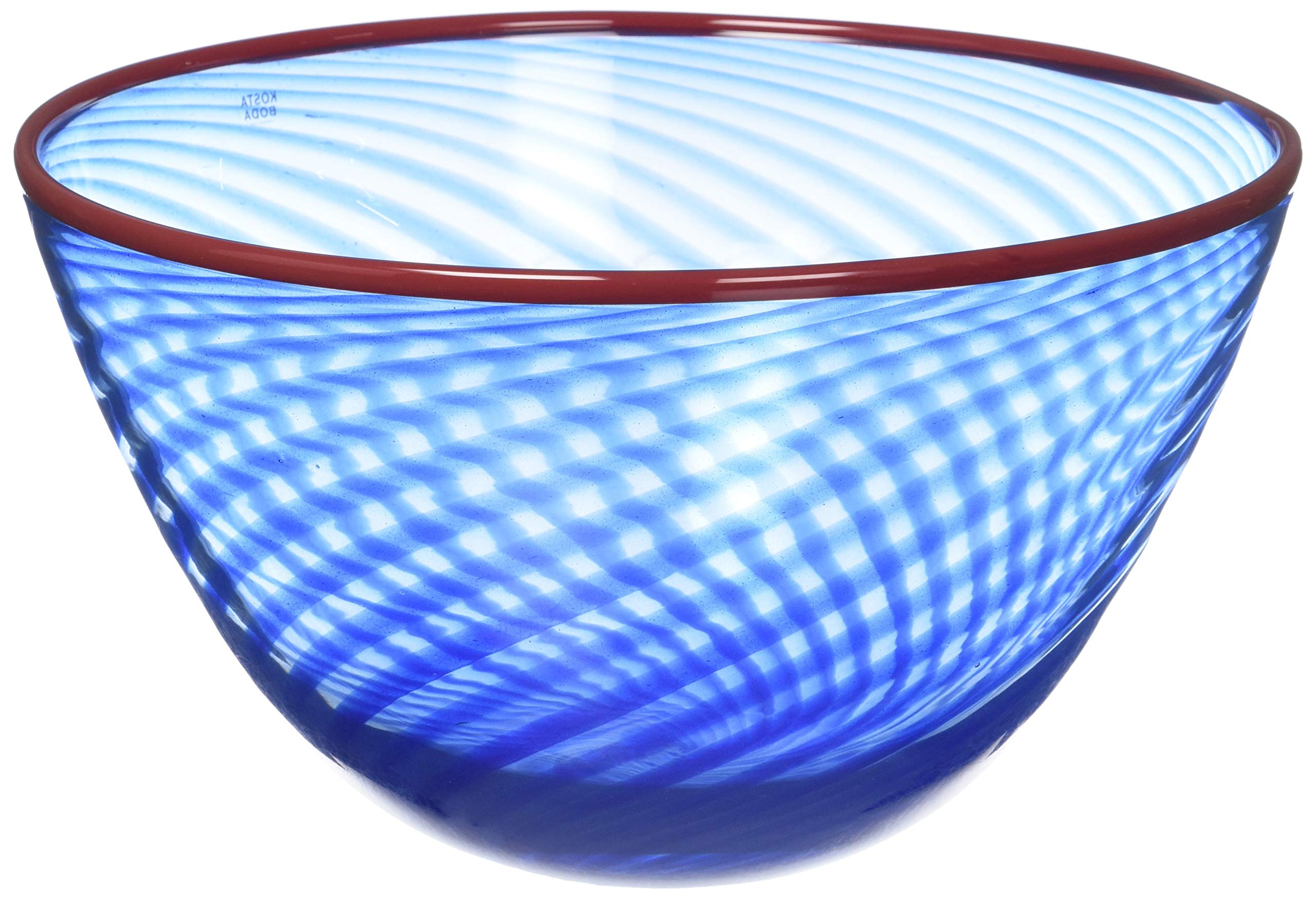 Kosta Boda Red Rim Bowl - Small Handmade Swedish Glassware for Home Decor & Gift Giving | Perfect for Fruit Display, Centerpieces & Scandinavian Style Dining