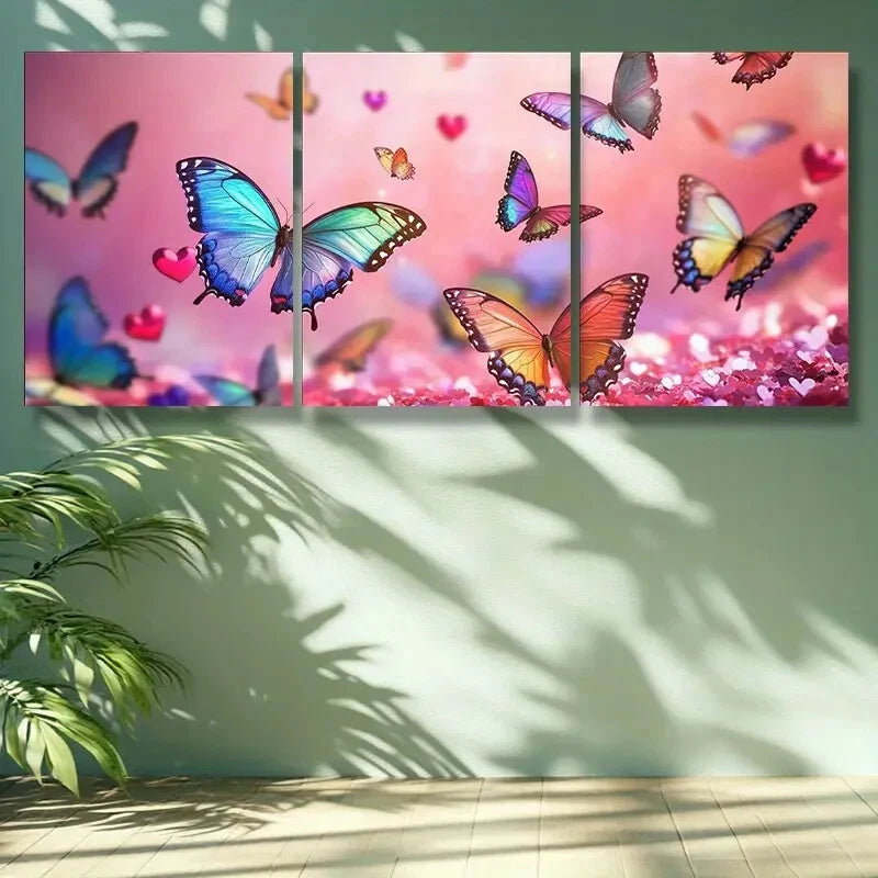 3-Piece Splendid Butterfly Metal Art Prints - Ready to Hang Wall Decor for Living Room, Bedroom & Office - Vibrant Butterfly Paintings on Durable Metal Panels