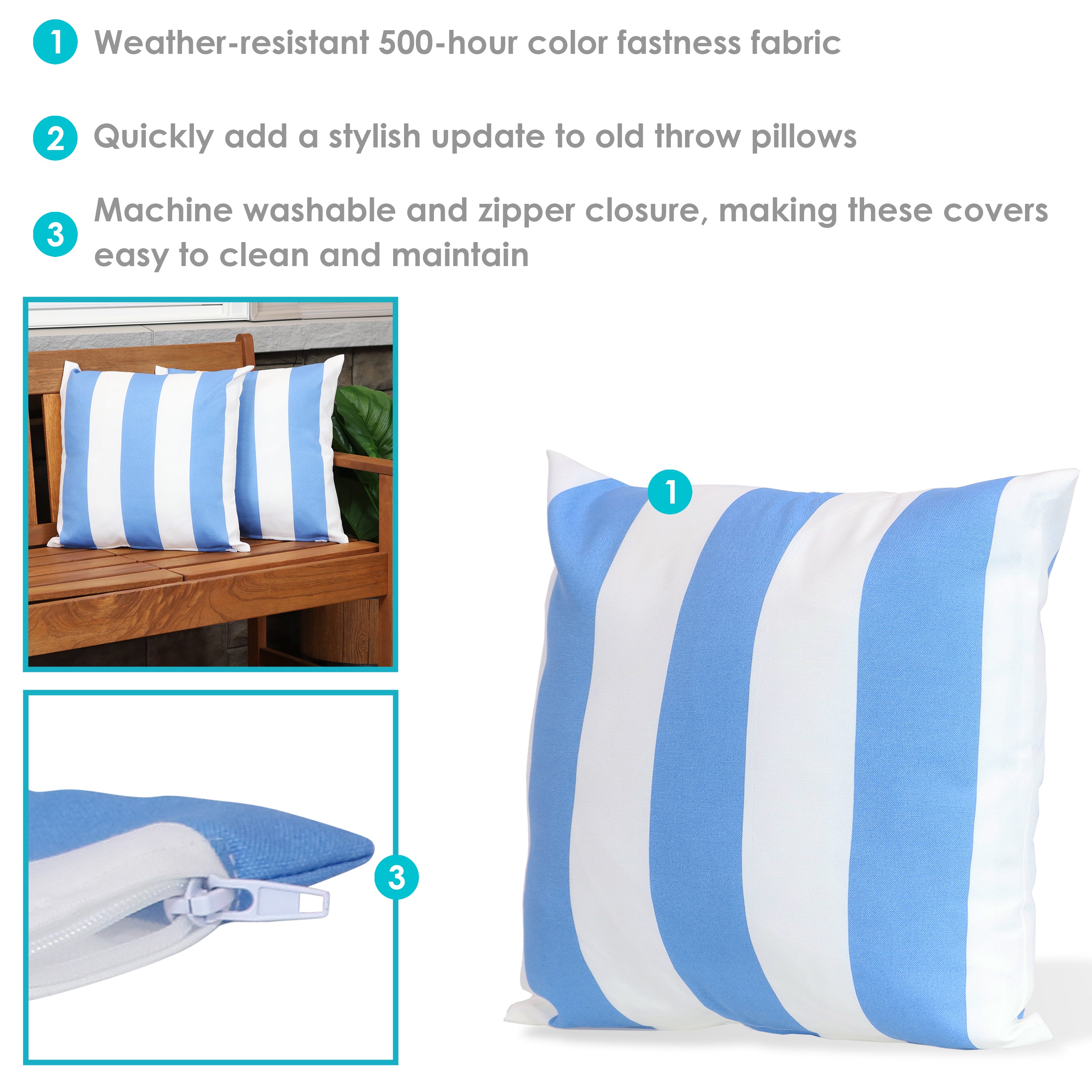 Stylish Sunnydaze Indoor & Outdoor Decorative Throw Pillow Covers - Perfect for Patio, Living Room & Bedroom Decor