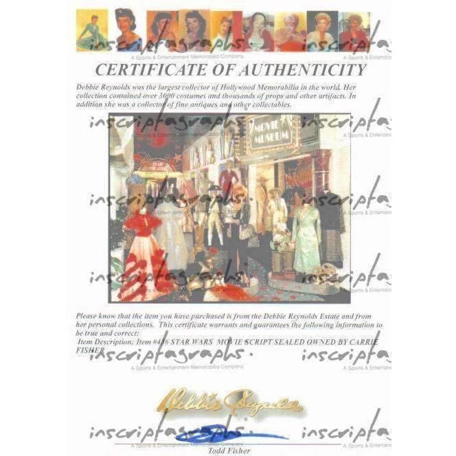 Original Star Wars A New Hope Script Page Owned by Carrie Fisher - Framed Limited Edition #D/100 with Estate COA - Perfect for Movie Memorabilia Collectors & Star Wars Fans Display