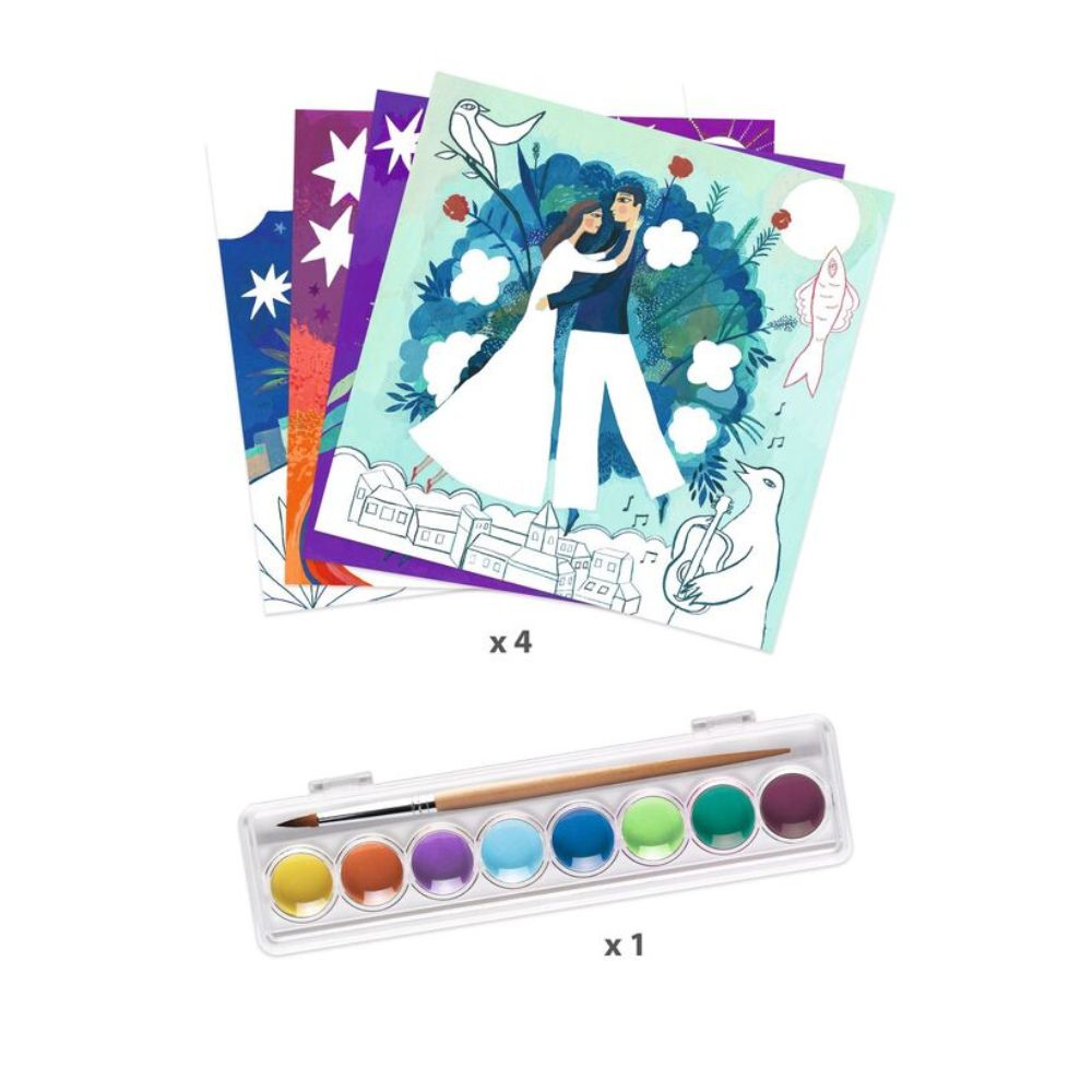 DJECO Inspired by Marc Chagall 'In a Dream' Painting Set - Premium Art Supplies for Kids & Adults - Perfect for Creative Painting, Home Decor & Gift Giving