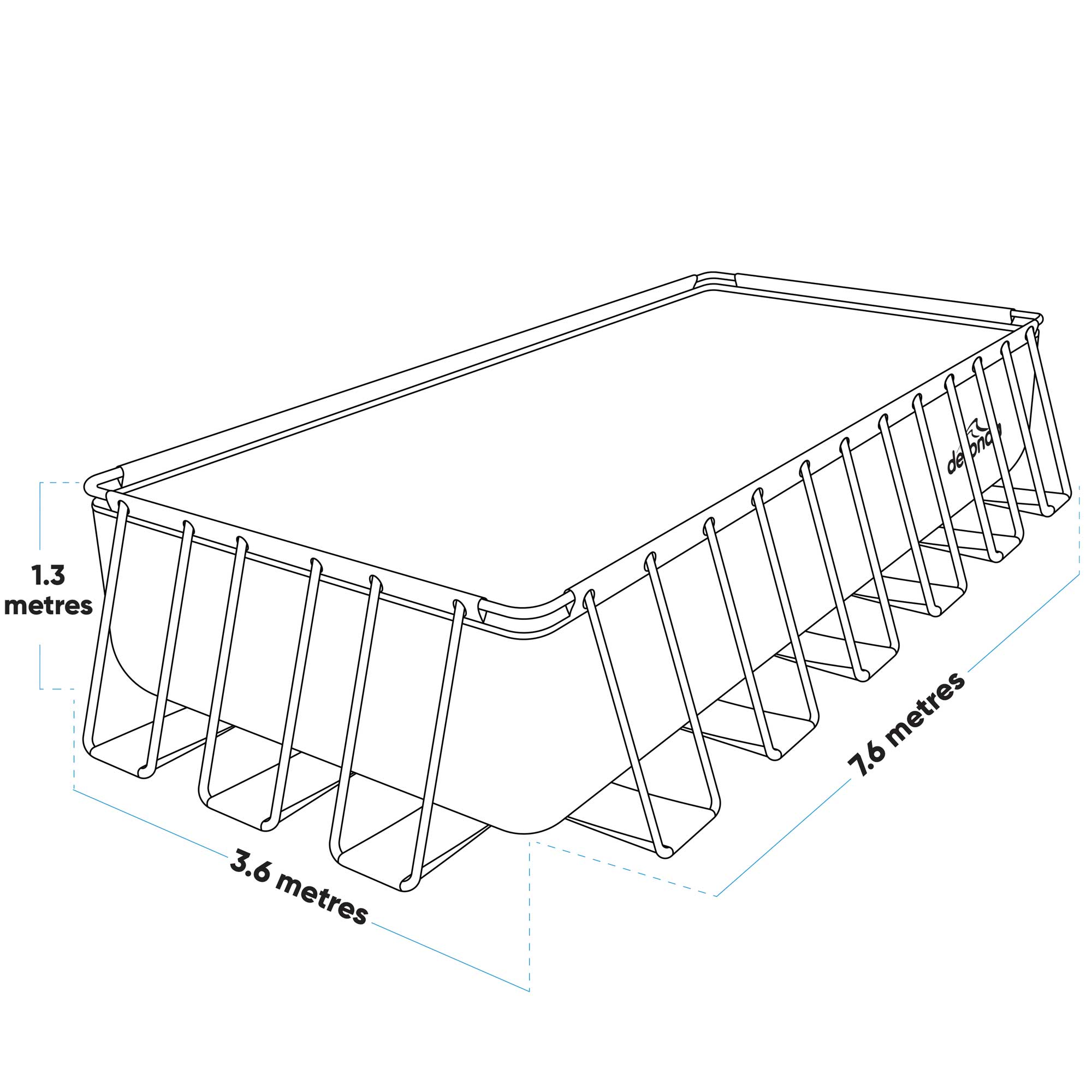 Dellonda 25ft Deluxe Steel Frame Above Ground Swimming Pool with Step Ladder, Pool Cover & Sand Filter Pump | Rectangular Backyard Pool for Family Fun, Summer Parties & Outdoor Relaxation | DL151