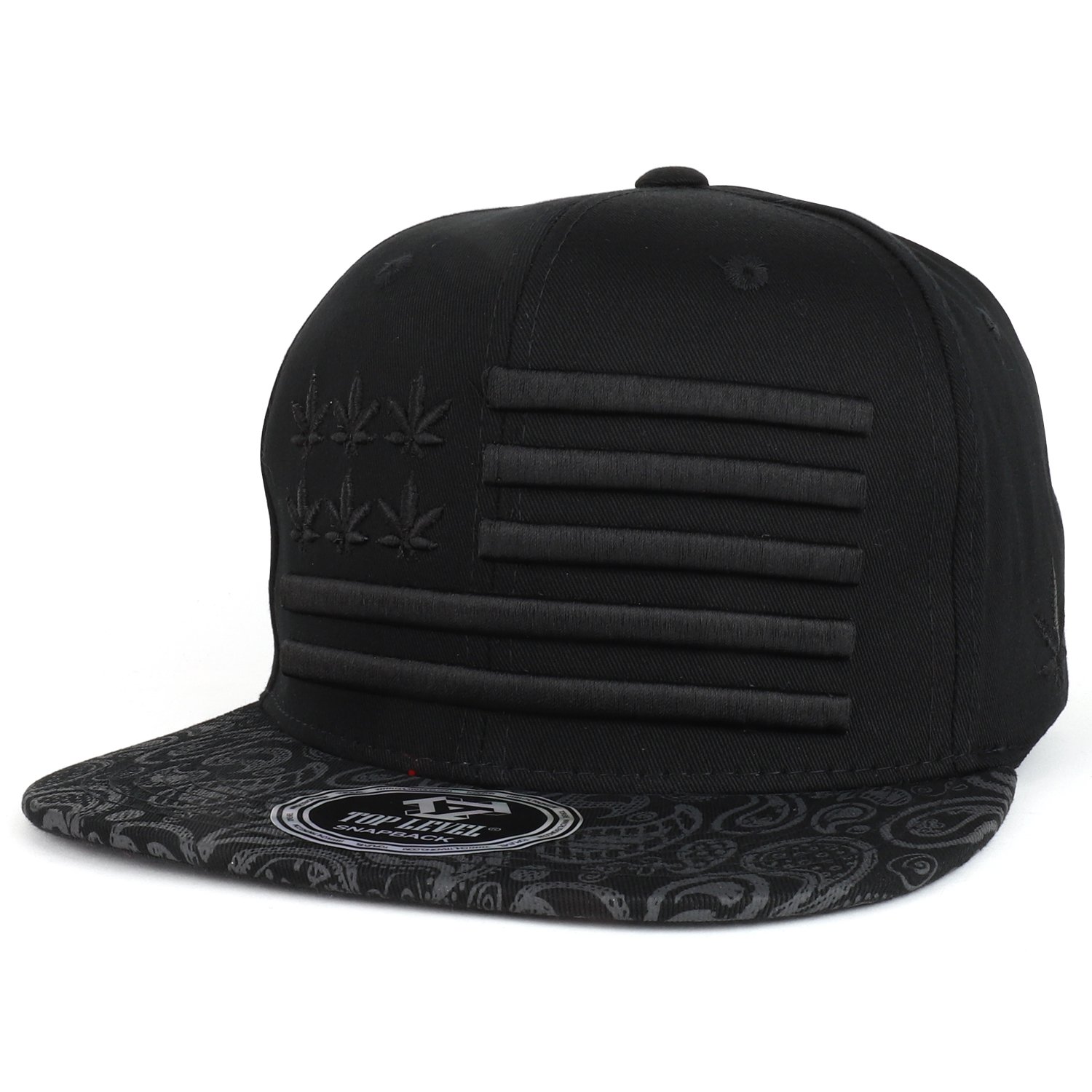 Trendy Marijuana Leaf & USA Flag 3D Embroidered Snapback Hat - Flat Bill Baseball Cap for Men & Women - Perfect for 420 Celebrations, Festivals & Patriotic Events