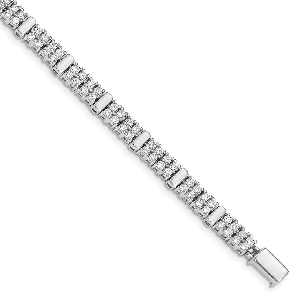 925 Sterling Silver Rhodium-Plated Cubic Zirconia Magnetic Clasp Bracelet for Women - Elegant Jewelry Gift for Birthday, Anniversary & Special Occasions