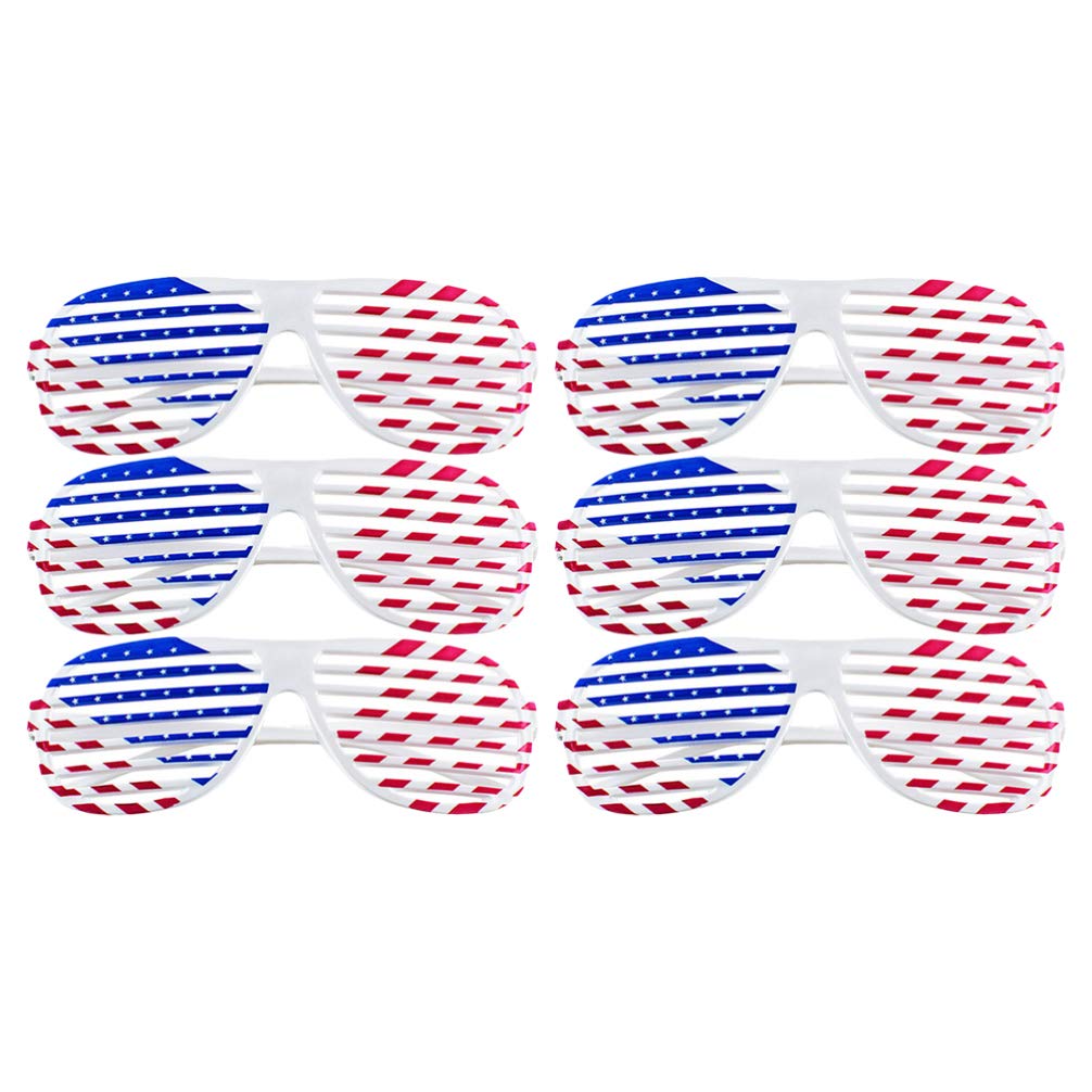 PRETYZOOM 6pcs American Flag Party Glasses - Patriotic Shutter Shades for 4th of July, Independence Day Celebrations, Festivals & Costume Parties - Fun Eyewear Accessories for Men Women