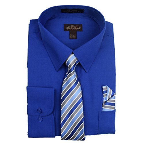 Alberto Danelli Men's Dress Shirt & Tie Set | Formal Long Sleeve Button Down Shirt for Big & Tall (Up to 5XL) | Perfect for Business Meetings, Weddings & Office Wear