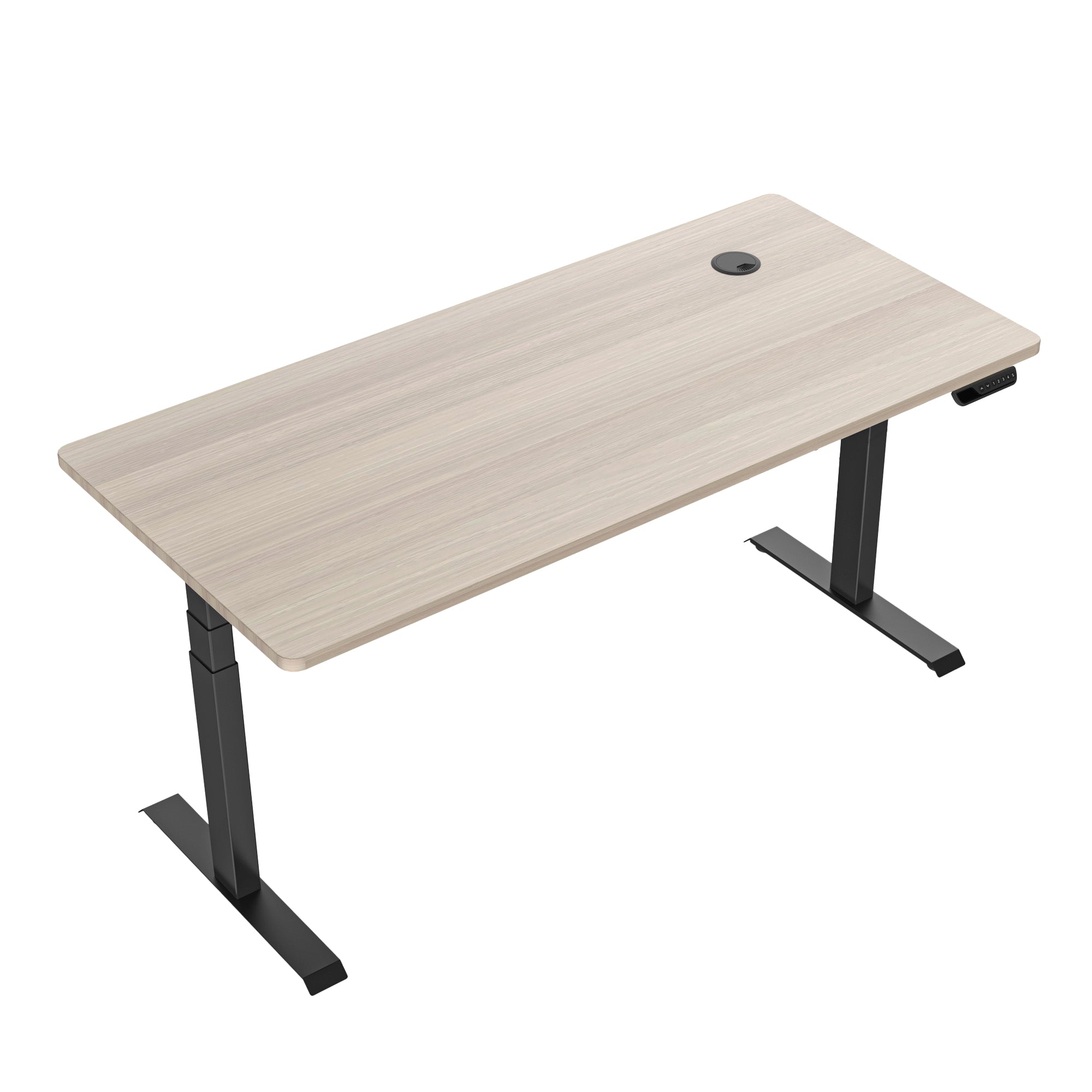 MARLO Single Workstation with Adjustable Height Lift - 1.6M Height Adjustable Standing Desk in Premium Oak & Black Finish - Perfect for Home Office, Study, and Workspace Ergonomics