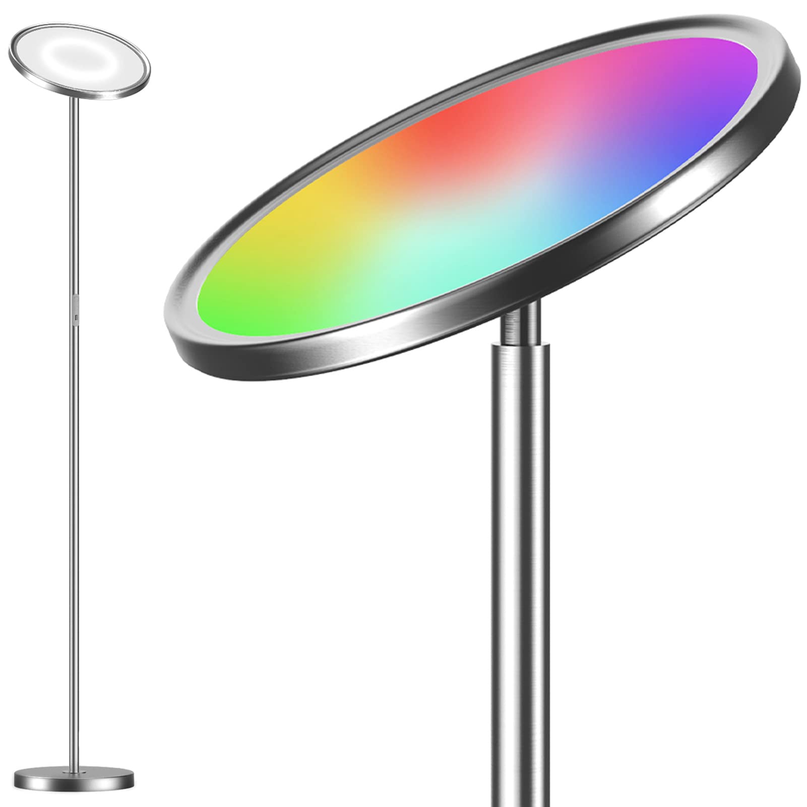 LEPOWER Smart LED Floor Lamp - 16 Million Colors, Touch & Voice Control (Alexa & Google Home), Dimmable Standing Light for Living Room, Bedroom, Office - Perfect for Reading, Relaxing & Home Decor