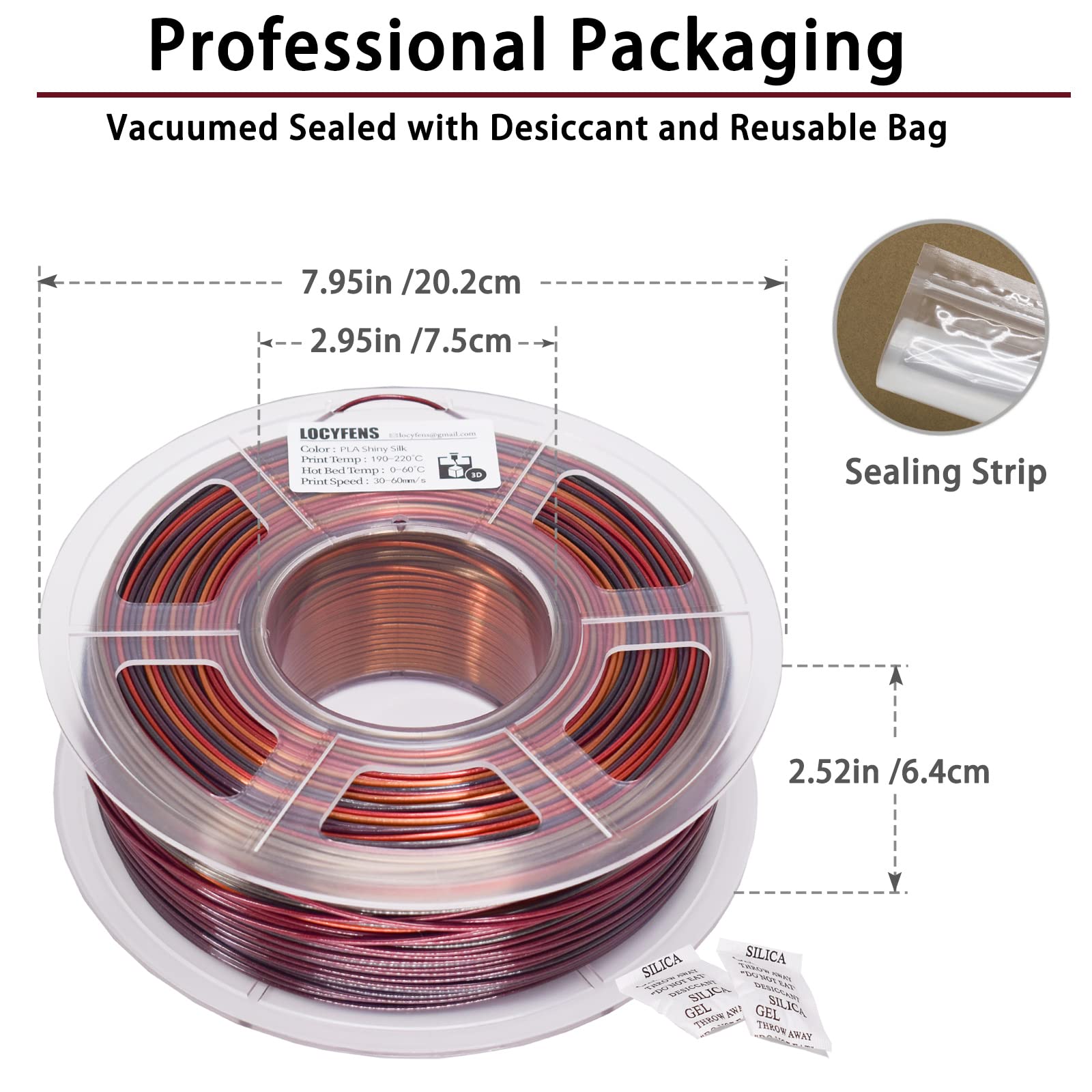 Premium 3D Printer Filament PLA 1.75mm - Silk Gold, Shiny Red & Black Filament (+/-0.02mm Accuracy) 1kg/2.2lbs Spool - Ideal for 3D Printing, DIY Projects, Cosplay Props & Home Decor