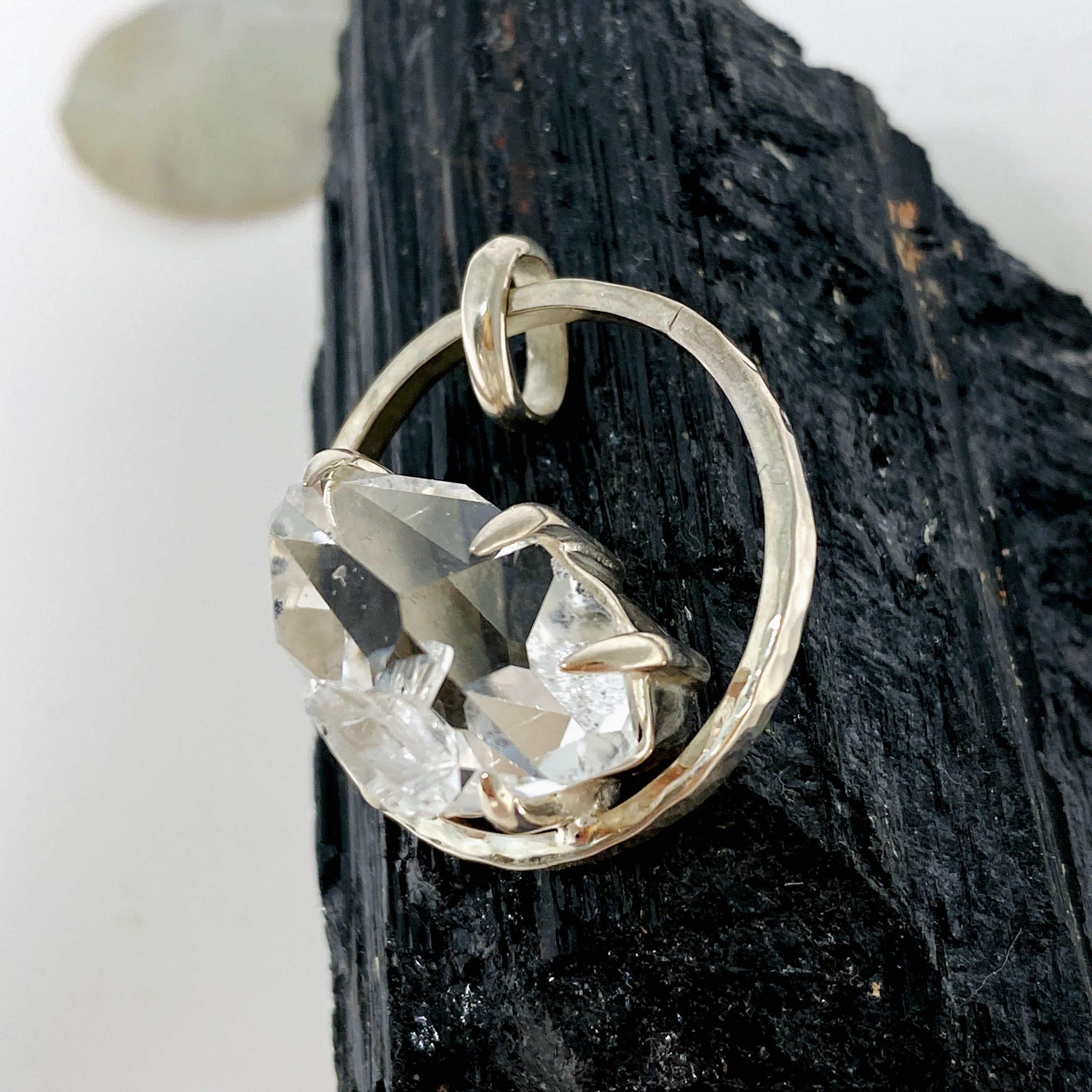 Natural Herkimer Diamond Pendant Necklace - 925 Sterling Silver Jewelry for Women - Healing Crystal Gift for Meditation & Energy Work