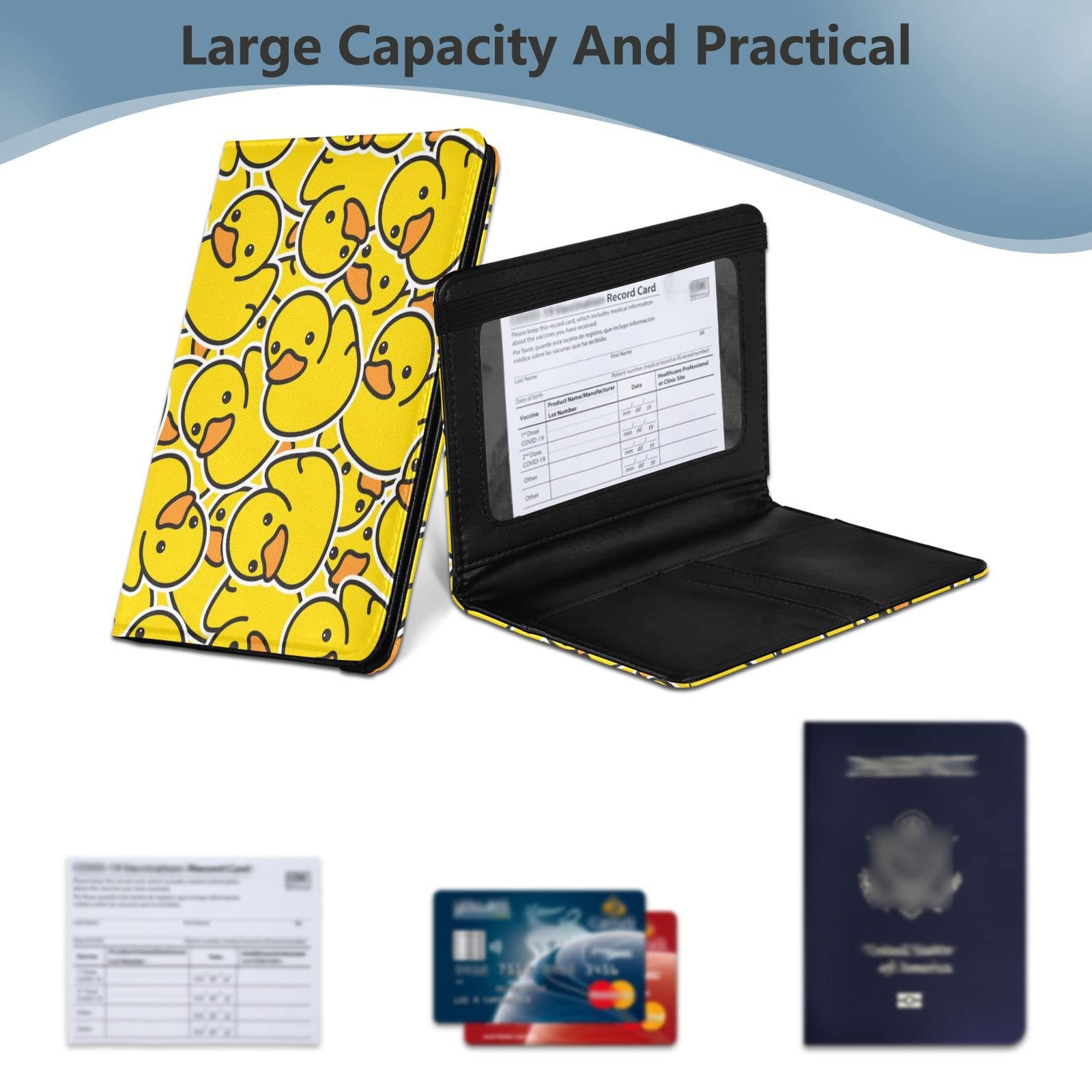 Personalized Yellow Duck RFID Vaccination Passport Holder - Waterproof Travel Vaccine Card Case Protector for Women & Men | Perfect for Airports, Cruises & International Travel