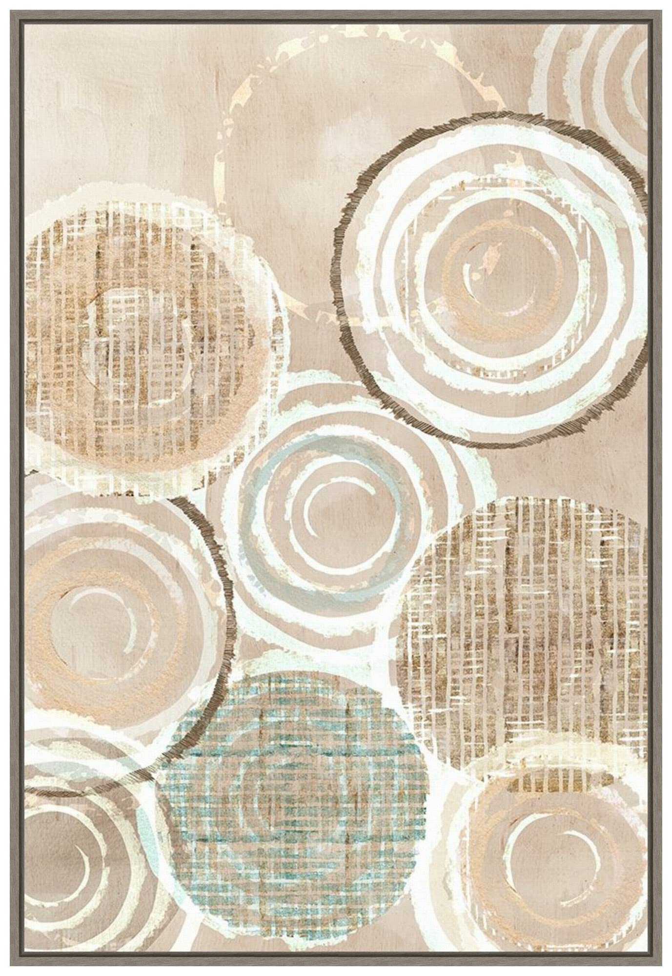 Amanti Art Framed Canvas Wall Art Print - Neutral Woven Baskets II by Flora Kouta, 23x33 Inches, Sylvie Greywash Frame - Large Modern Home Decor for Living Room, Bedroom & Office