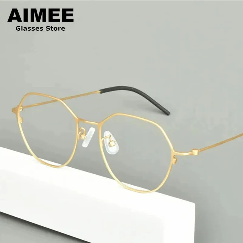 Stylish Unisex Full Rim Flat Top Round Titanium Eyeglasses Frame 942515 - Lightweight & Durable for Work, Reading & Everyday Wear