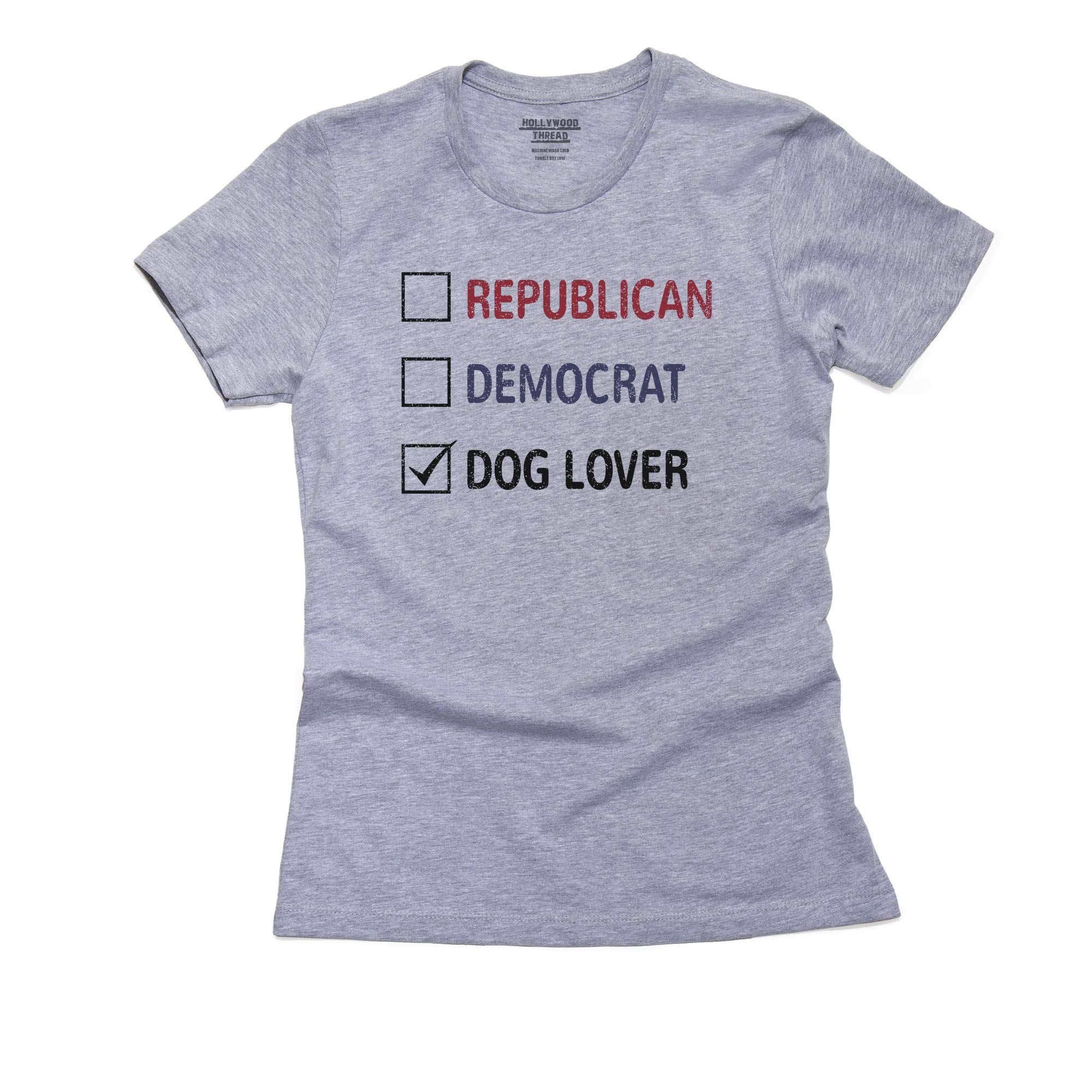 Funny Dog Lover Democrat Republican Check Boxes Graphic Cotton T-Shirt for Women - Perfect for Political Pet Lovers, Casual Wear & Animal Rights Events