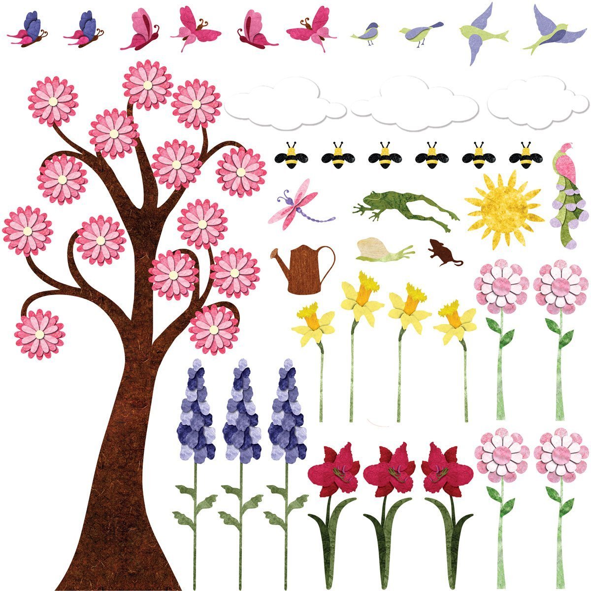 My Wonderful Walls Flower Wall Decals for Girls Room – Peel & Stick Flower Stickers with Large Tree Wall Sticker, Butterfly & Bird Decals | Nursery Decor, Kids Bedroom Wall Art, Playroom Design