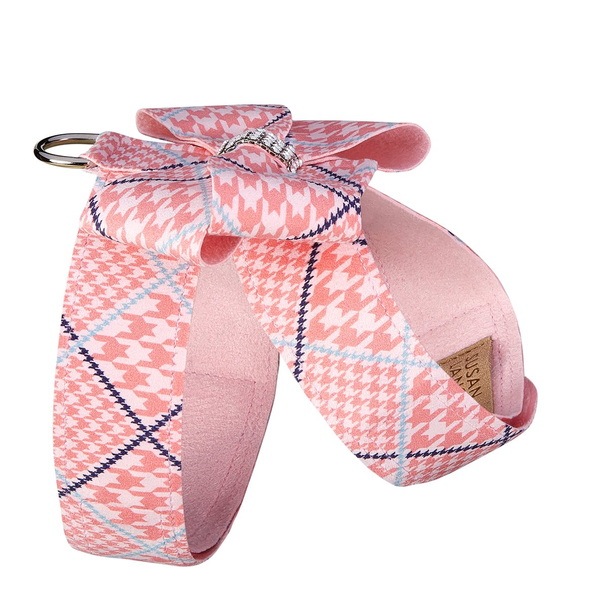 PeachesNCream Glen Houndstooth Nouveau Bow Tinkie Dog Harness - Stylish Pet Accessory for Small Dogs, Perfect for Daily Walks & Outdoor Adventures