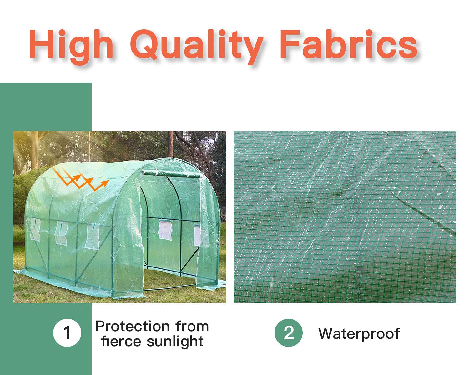 10'x7'x7' Walk-in Greenhouse for Outdoors - Durable Plastic Cover with Roll-up Door & 2 Vents - Perfect for Gardening, Seed Starting & Plant Protection - Ideal for Backyards, Patios & Small Farms