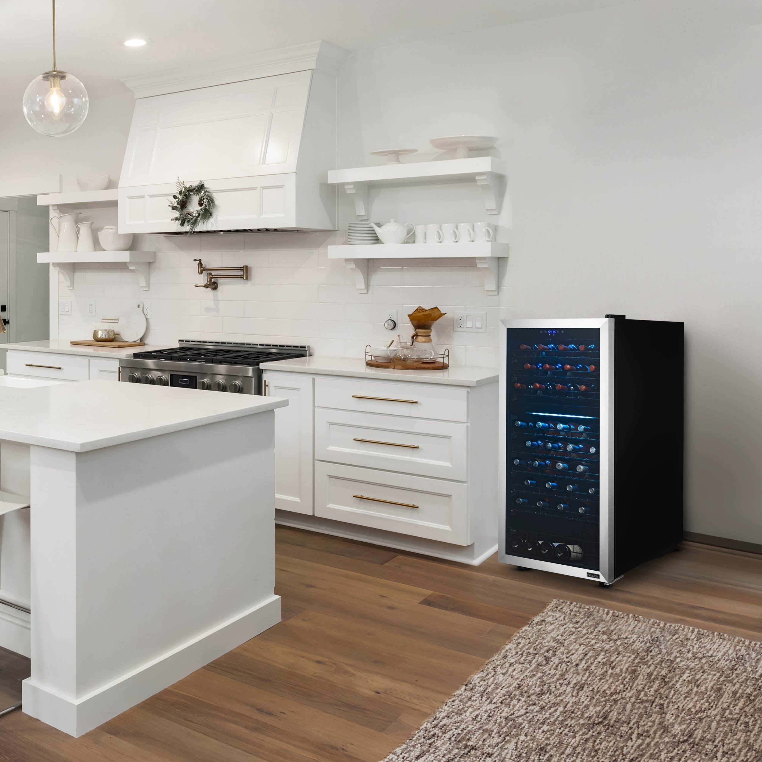 Newair® 76 Bottle 23 Inch Stainless Steel Freestanding Dual Zone Wine Cooler Refrigerator - Perfect for Home Bars, Restaurants, and Wine Cellars