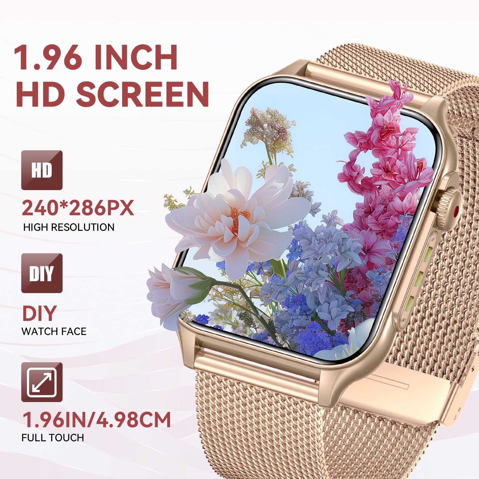 Smart Watch for Women with Call Function & LED Flashlight - 1.96