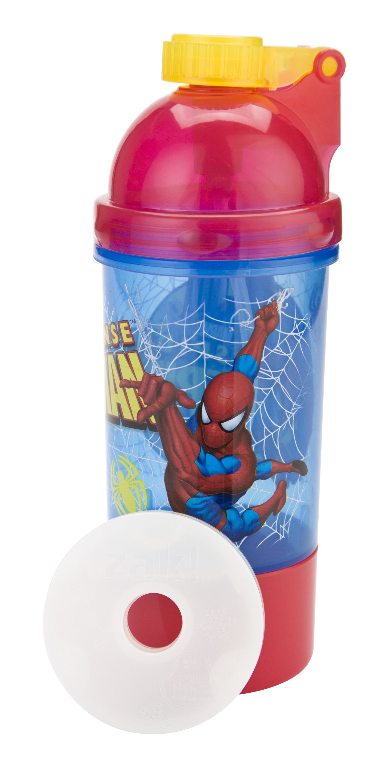 Spider-Man Classic Snack & Sip Canteen with Removable Ice Pack - 15oz Insulated Beverage Bottle & 5oz Snack Container - Perfect for School Lunches, Picnics, and Outdoor Adventures