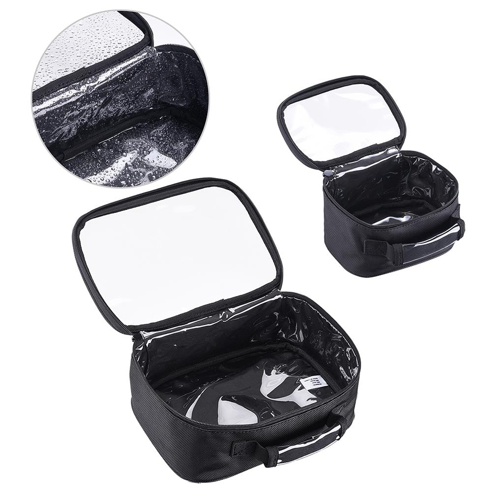 TheLAShop Waterproof Cosmetic Makeup Bag Set - 2 Pack Clear & Black Travel Toiletry Organizer for Women | Perfect for Travel, Gym, and Daily Storage