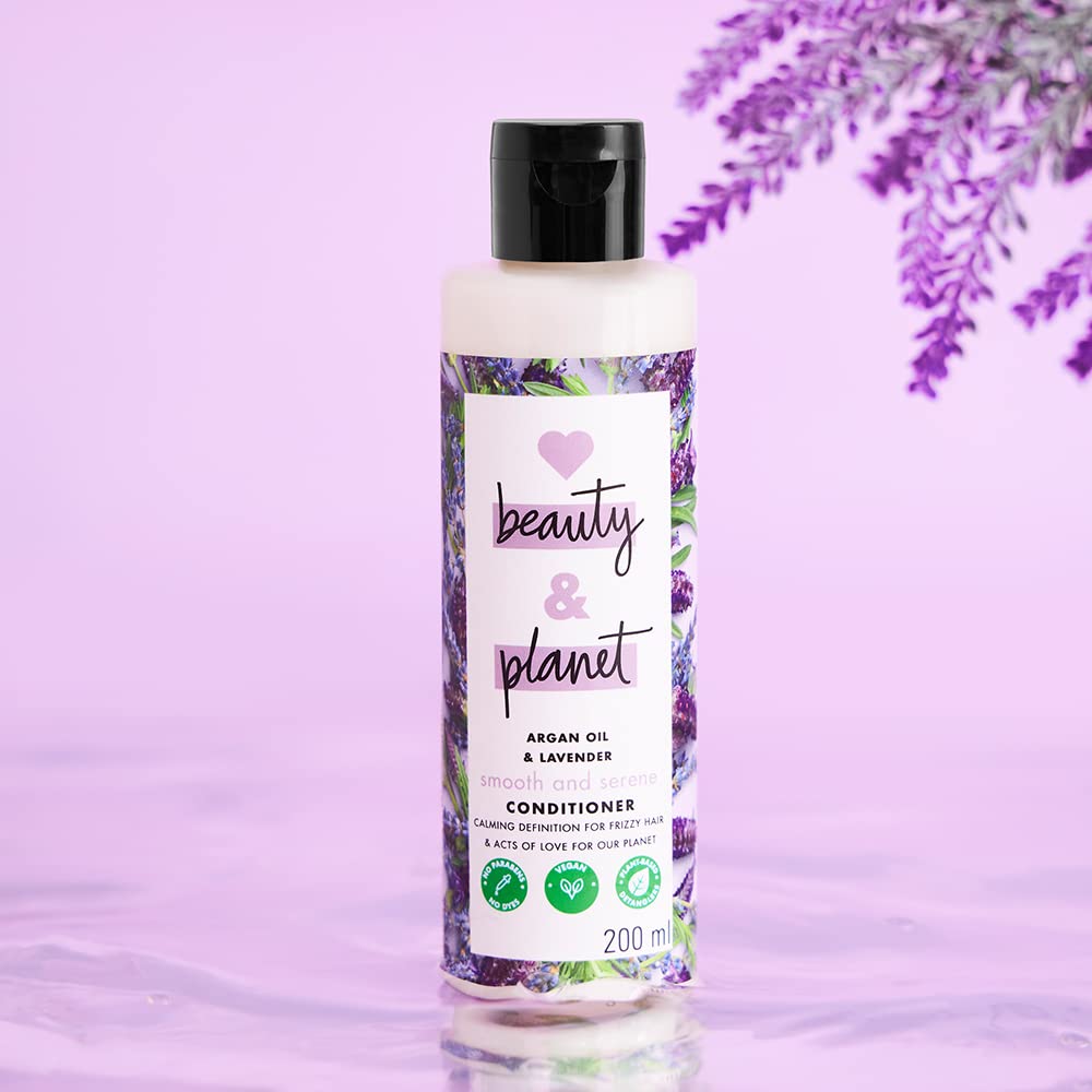 Love Beauty & Planet Argan Oil & Lavender Conditioner - Paraben Free, Dye Free, 200ml for Smooth & Silky Hair - Perfect for Daily Hair Care & Relaxation