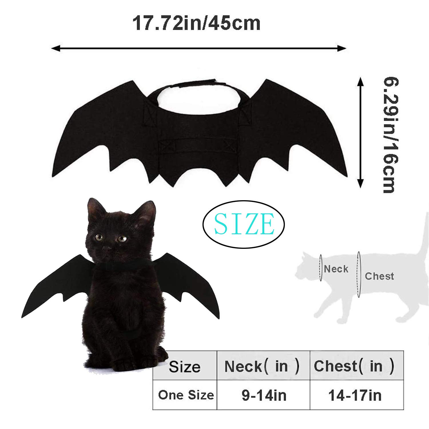 Black Cat Bat Wings for Halloween - Pet Costume Accessories for Cats & Small Dogs | Perfect for Halloween Parties, Cosplay & Dress Up Fun