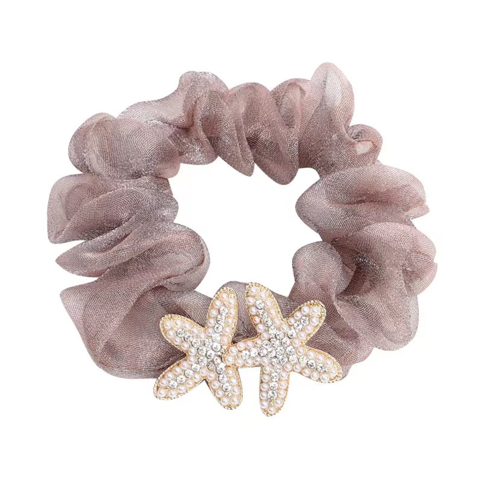 Luxury Rhinestone Organza Hair Scrunchies for Women - 3PCS Star Hair Ties, Elegant Hair Accessories for Parties, Weddings & Daily Use