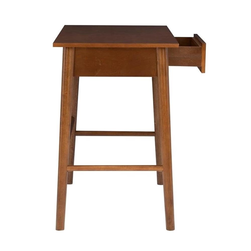 UrbanPro Mid-Century Modern 1-Drawer Wooden Desk with Rounded Legs in Warm Walnut Finish - Perfect for Home Office, Study Room & Small Space Workstations
