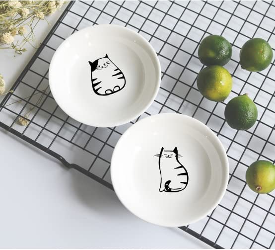 Ceramic Cat Appetizer Plates - Set of 6 Small Sauce Dishes, Dessert Bowls & Seasoning Dishes for Cats - Perfect for Pet Parties, Home Decor & Gift Giving