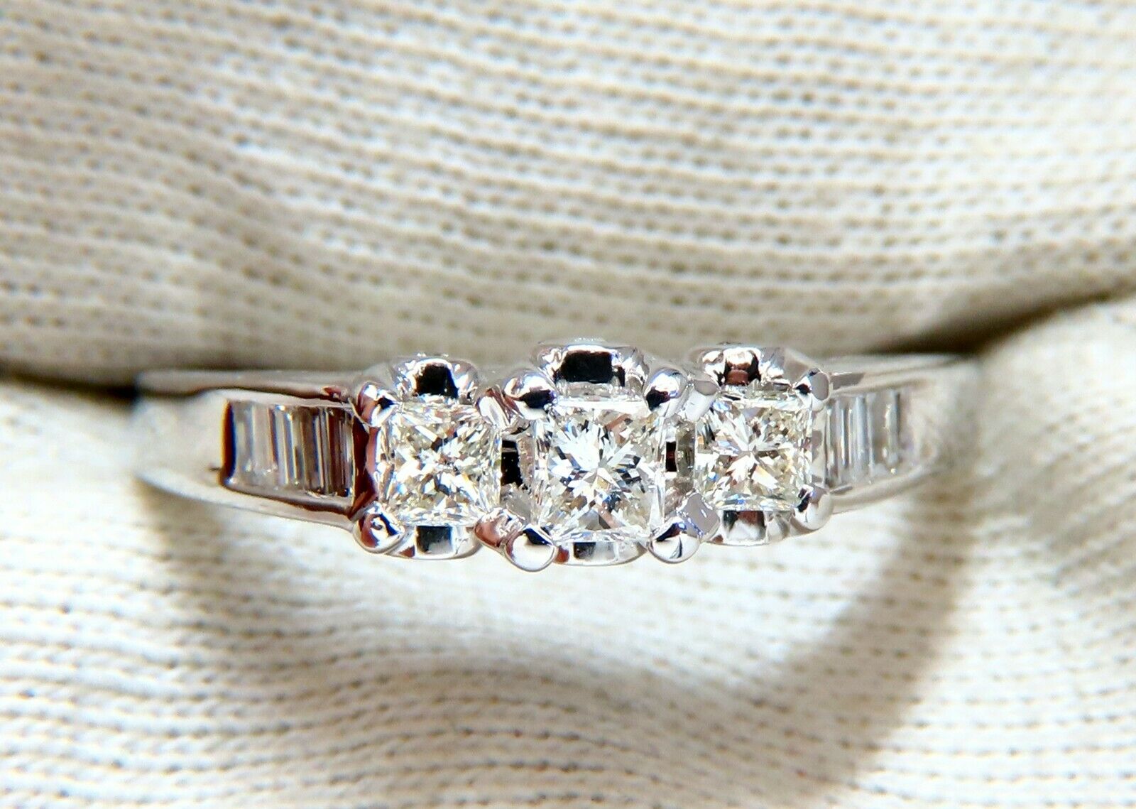 1.30ct Natural Princess Cut Diamond Ring in 14K Gold - Classic Three Stone Design - Size 11.5 - Perfect for Engagement, Anniversary & Special Occasions