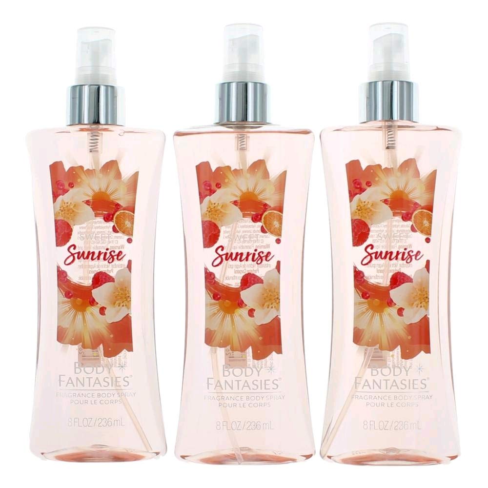 Sweet Sunrise Fantasy by Body Fantasies - 3 Pack of 8oz Women's Fragrance Body Sprays | Light, Floral Scent for Daily Wear, Work & Date Nights