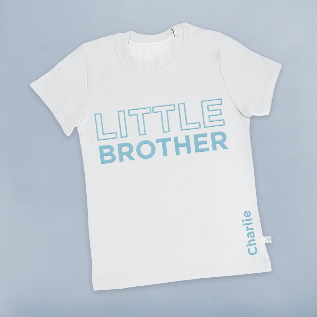 Custom Little Brother T-Shirt - Short Sleeve Cotton Tee for Kids - Perfect for Sibling Matching Outfits & Family Photos