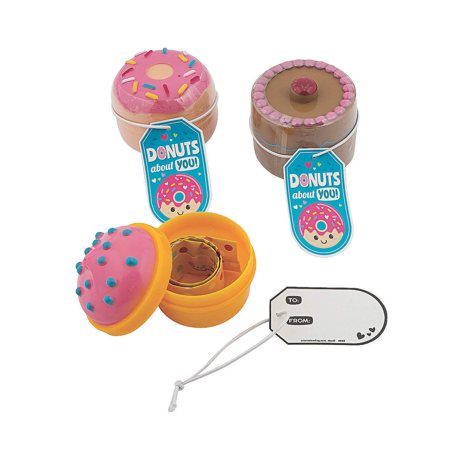Valentine Donut Egg with Card - 12-Piece Party Supplies Set for Valentine's Day, Birthdays & Celebrations - Perfect for Gift Giving, Party Decorations & Sweet Treat Displays