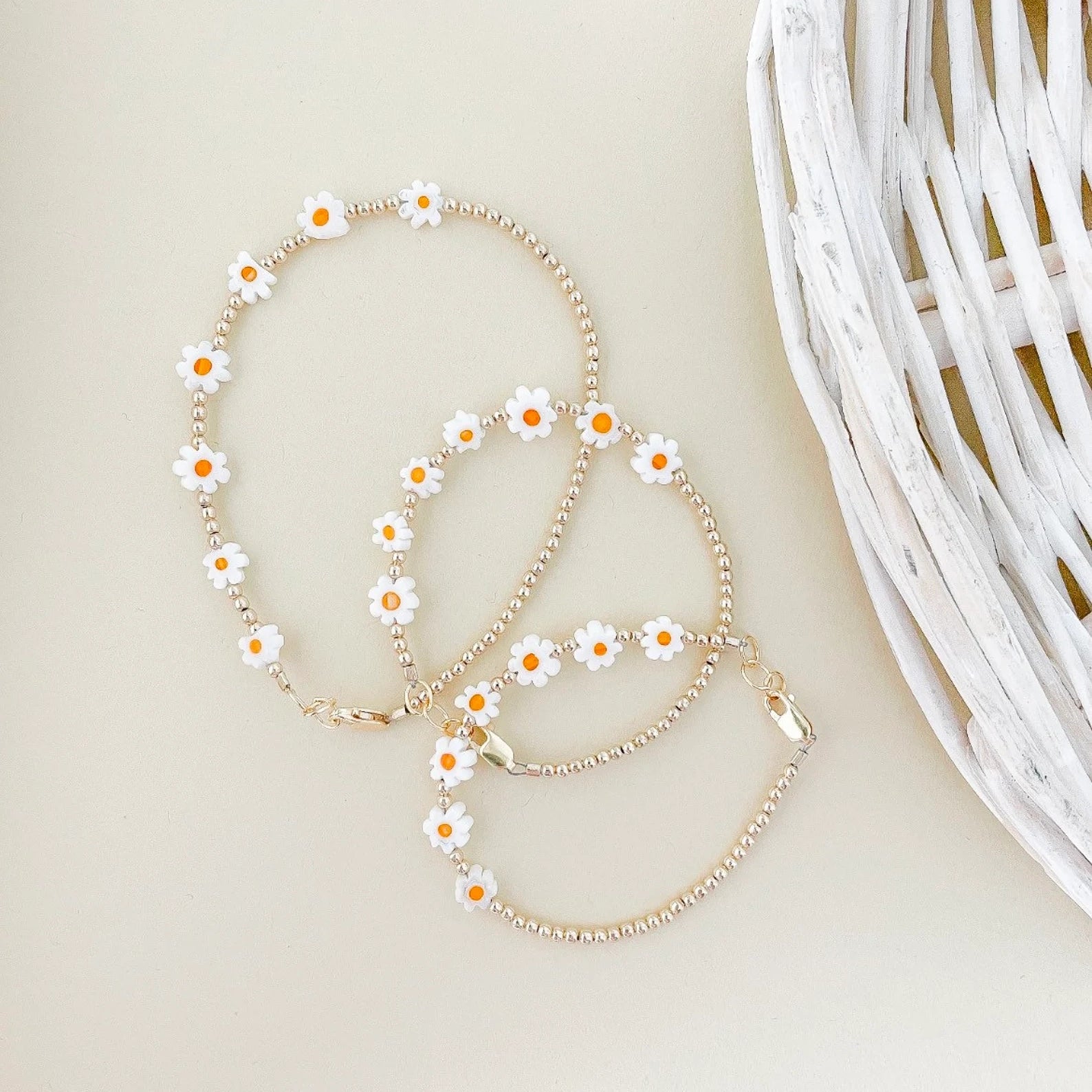 Gold Daisy Baby Bracelet for Newborns & Infants - Cute & Safe Jewelry for Christening, Birthday Gifts & Special Occasions