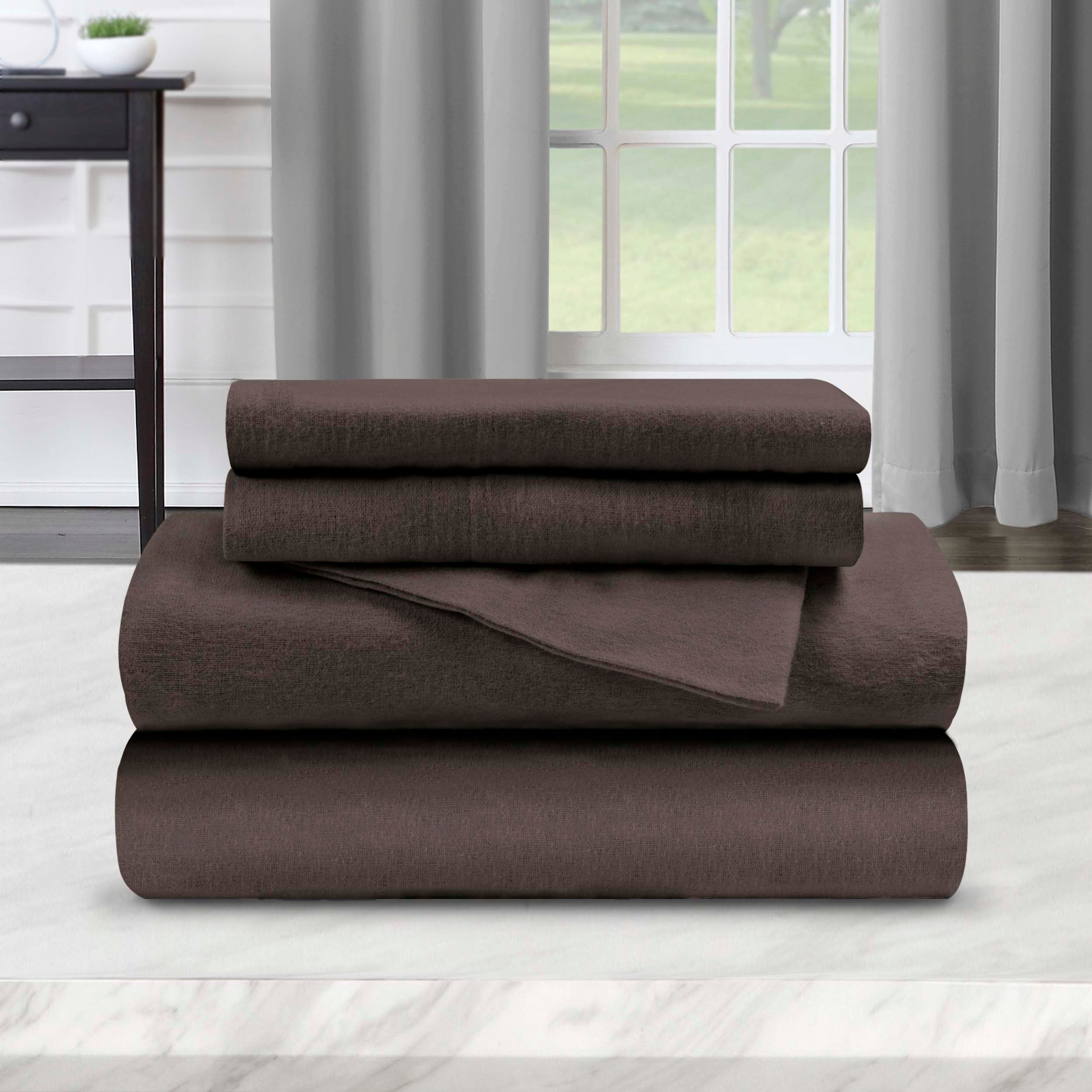 Premium Flannel Cotton Bed Sheet Set - Deep Pocket, Modern Solid Design - Perfect for Cozy Winter Nights & Home Decor