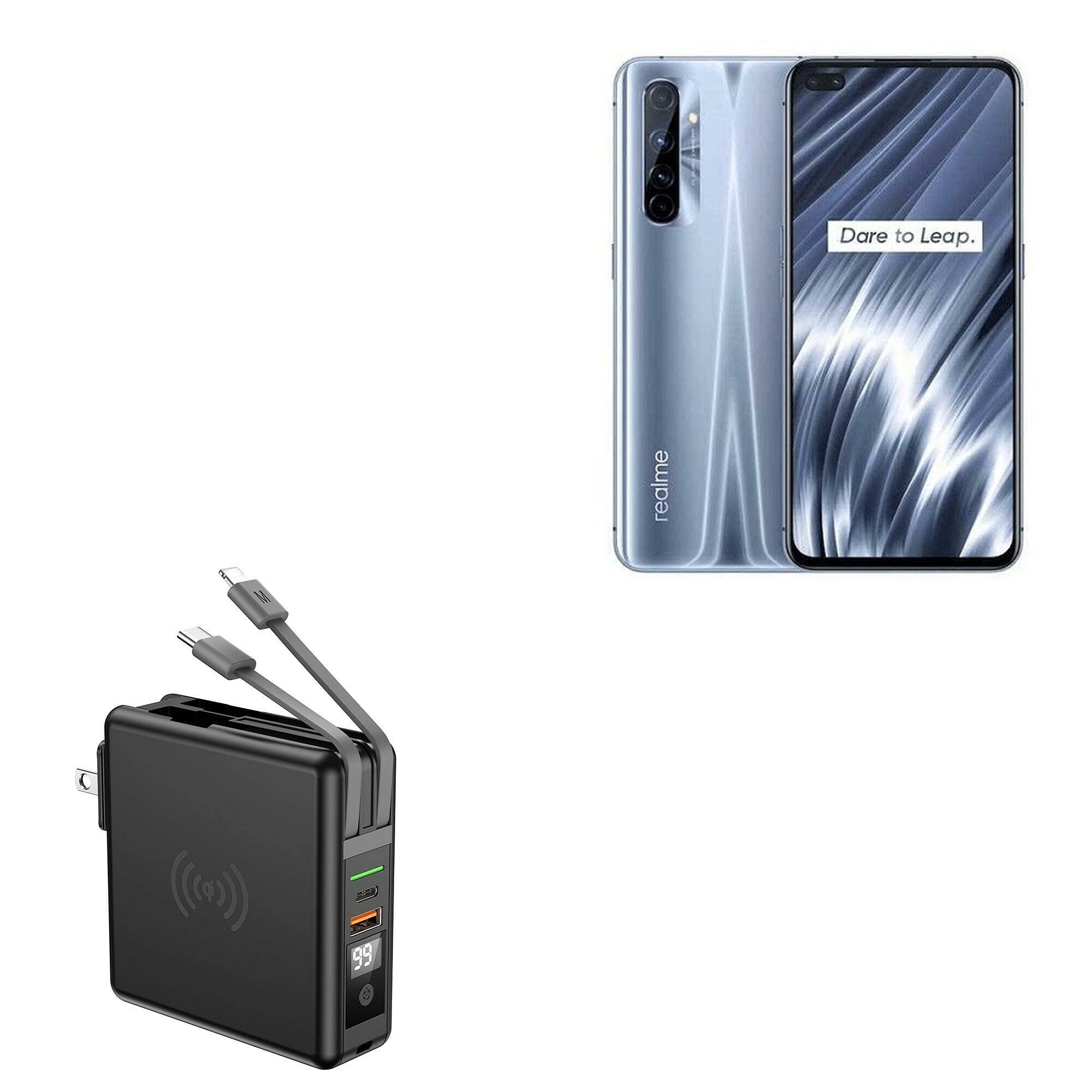 BoxWave 10000mAh Wireless Rejuva Wall Charger for Realme X7 Pro Ultra - Fast Wireless Charging Pad, Qi-Certified, Jet Black - Perfect for Home, Office & Travel Charging Needs