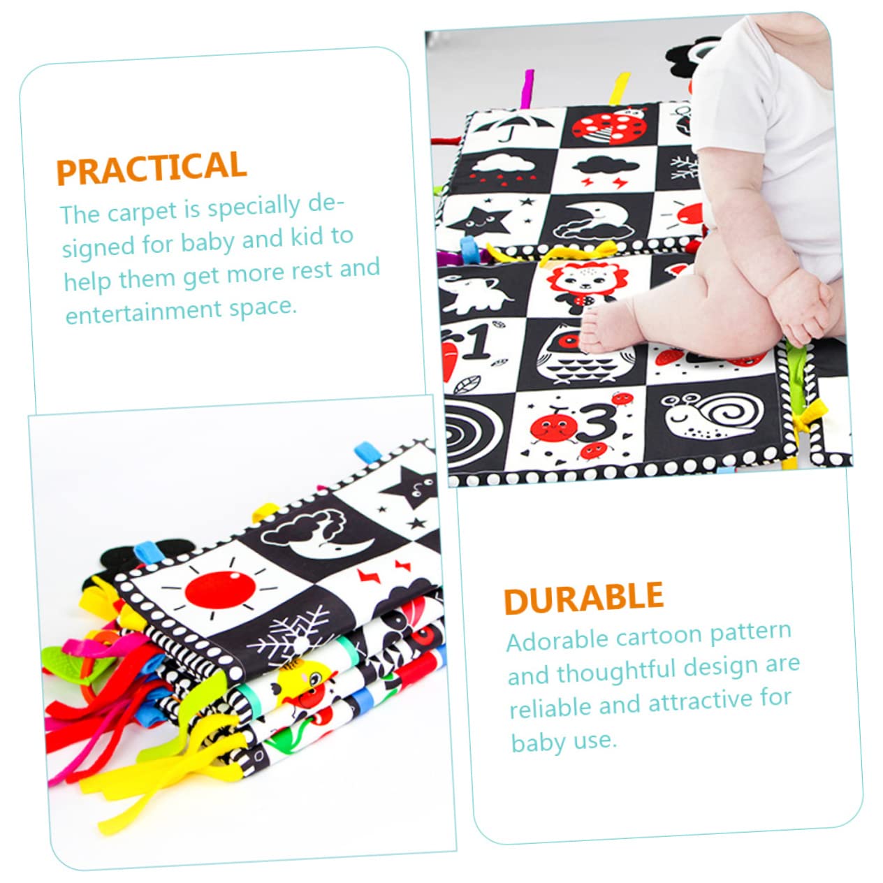 VICASKY 4-Piece Baby Play Mat Set - Non-Toxic Foam Floor Cushion for Infants & Toddlers - Soft Playmat for Crawling, Learning & Playtime - Nursery, Living Room & Daycare Safe