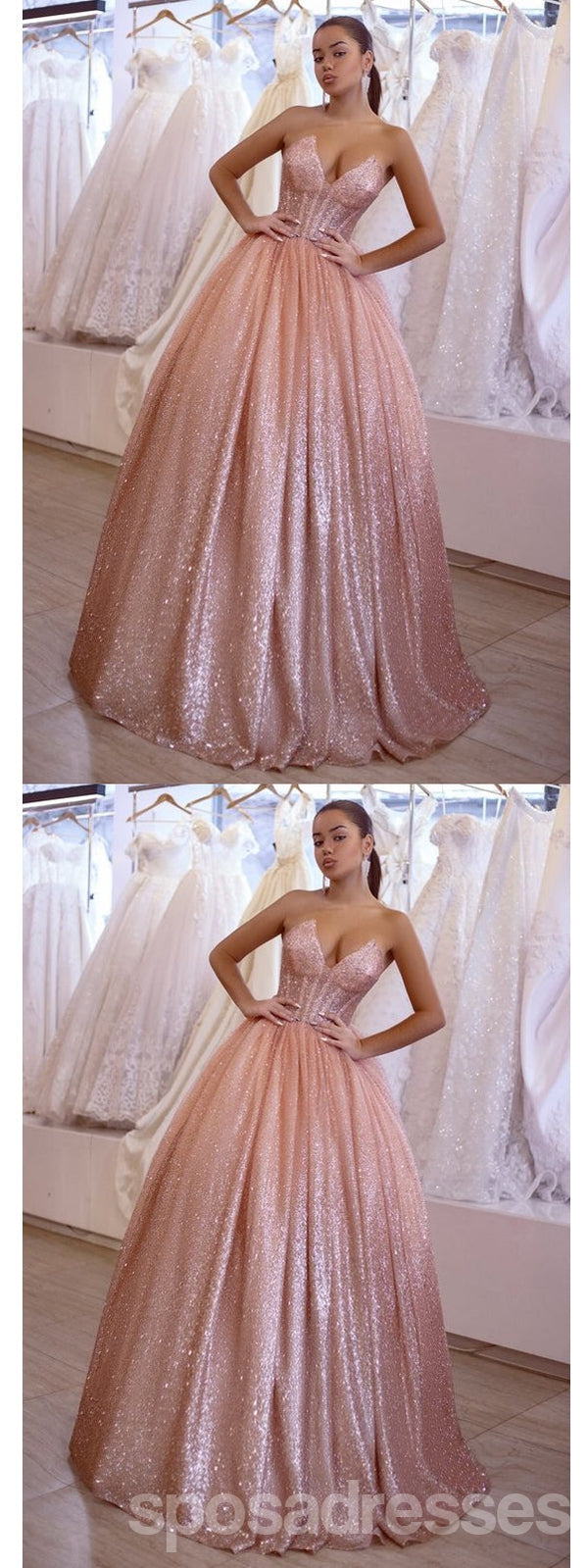 Elegant Pink A-Line V-Neck Maxi Long Prom Dress for Women - Formal Evening Gown for Homecoming, Wedding, and Special Occasions