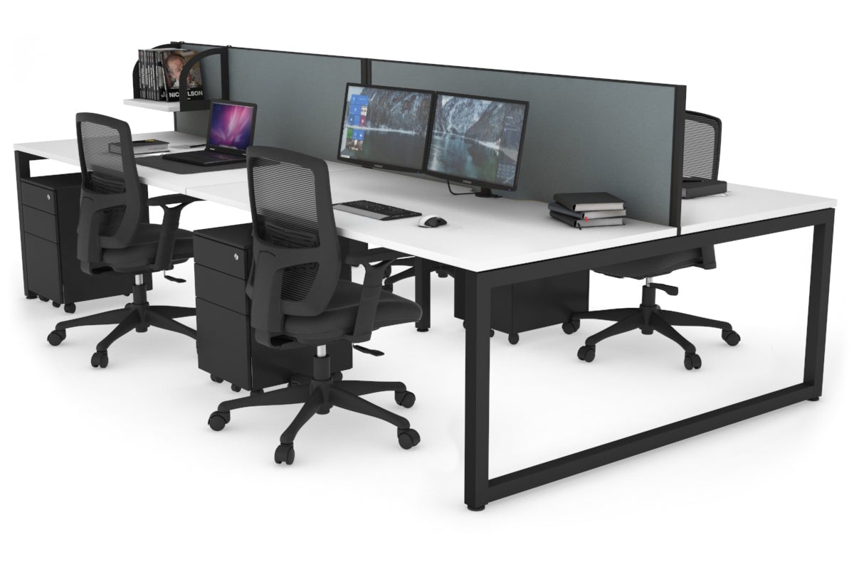 Quadro Loop Legs 4 Person Office Workstation - 1800L x 800W with Cable Management Scallop - Ideal for Collaborative Workspaces & Open Office Environments