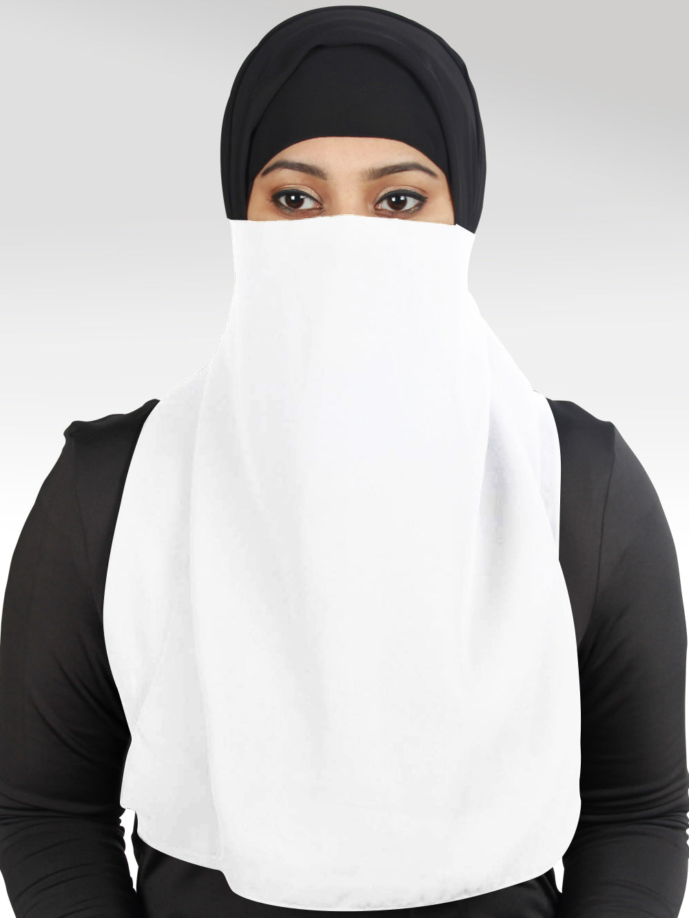 Black Georgette Half Niqab Nosepiece - Breathable & Comfortable Face Cover for Women - Perfect for Daily Wear, Prayer, and Outdoor Activities