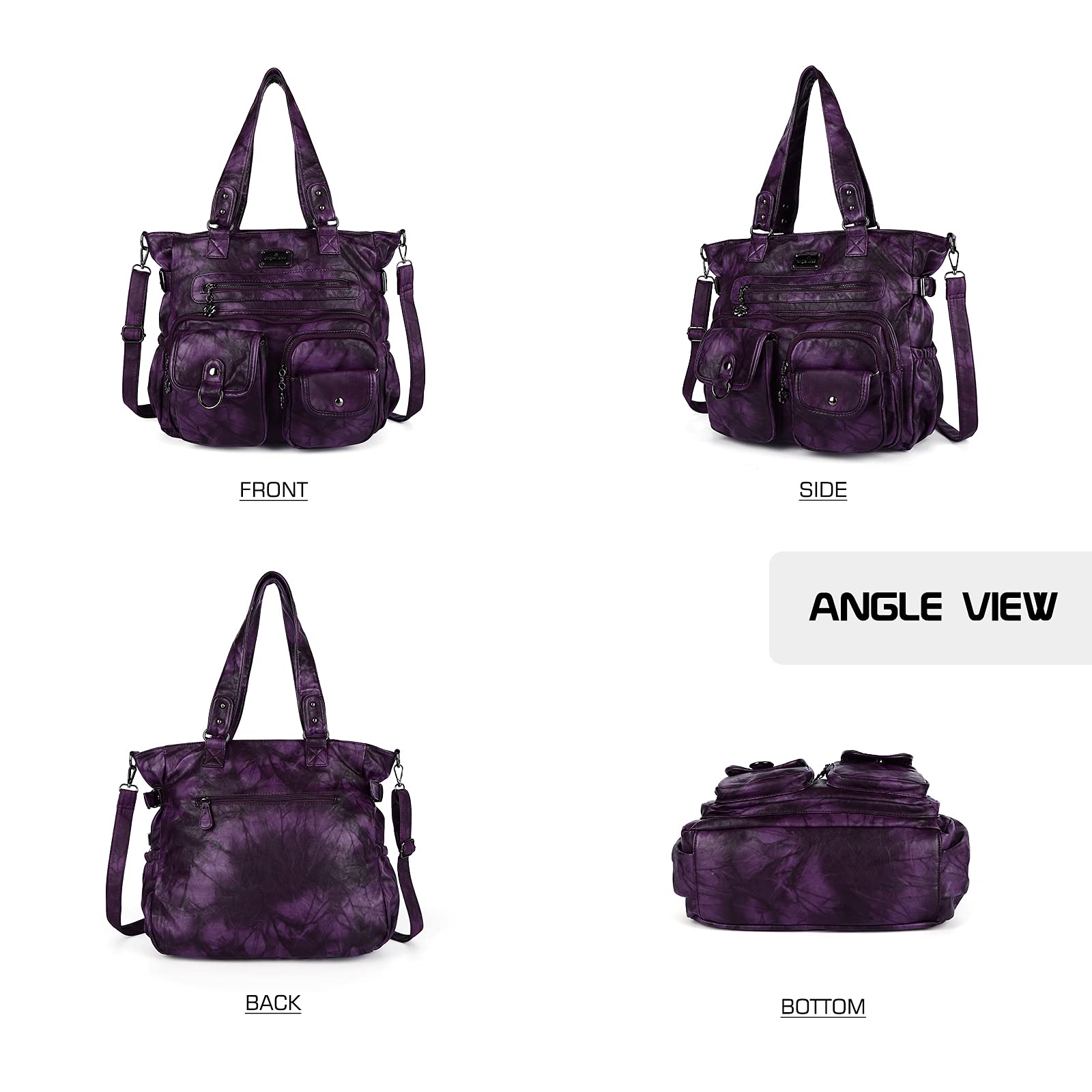 Angel Kiss Women's PU Leather Shoulder Tote Bag - Stylish for Work & Travel