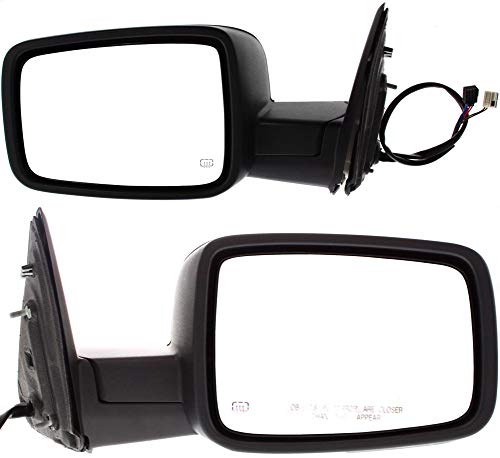 Kool Vue Power Heated Side Mirrors for Dodge Ram 1500 2009 - Driver & Passenger Side with Turn Signal & Puddle Light - Textured Finish (Non-Memory) - Enhanced Visibility & Safety for Night Driving & Bad Weather