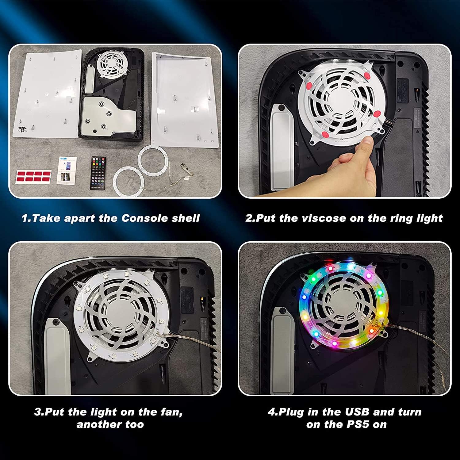 Premium PS5 LED RGB Light Strip Kit for PS5 Disc & Digital Edition - Customizable Gaming Room Decor with App & Remote Control - Perfect for Gaming Setups, Streaming & Home Theater Lighting