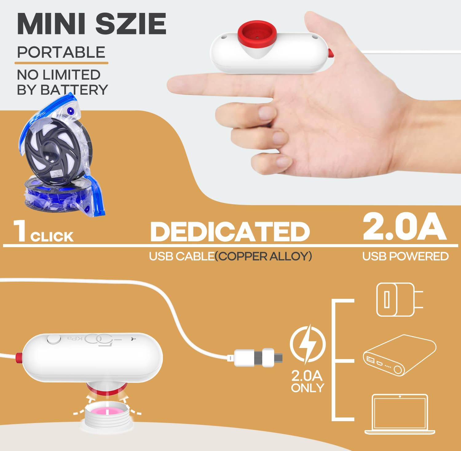 20 Pack Vacuum Storage Bags for 3D Printer Filament with USB Air Pump | Moisture-Proof Spool Sealing Kit | Perfect for PLA, ABS Filament Storage & Organization